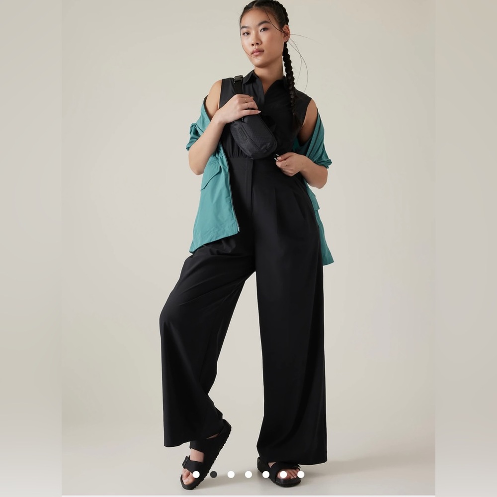 Athleta Brooklyn Heights Wide Leg Jumpsuit // Black - Picture 4 of 16